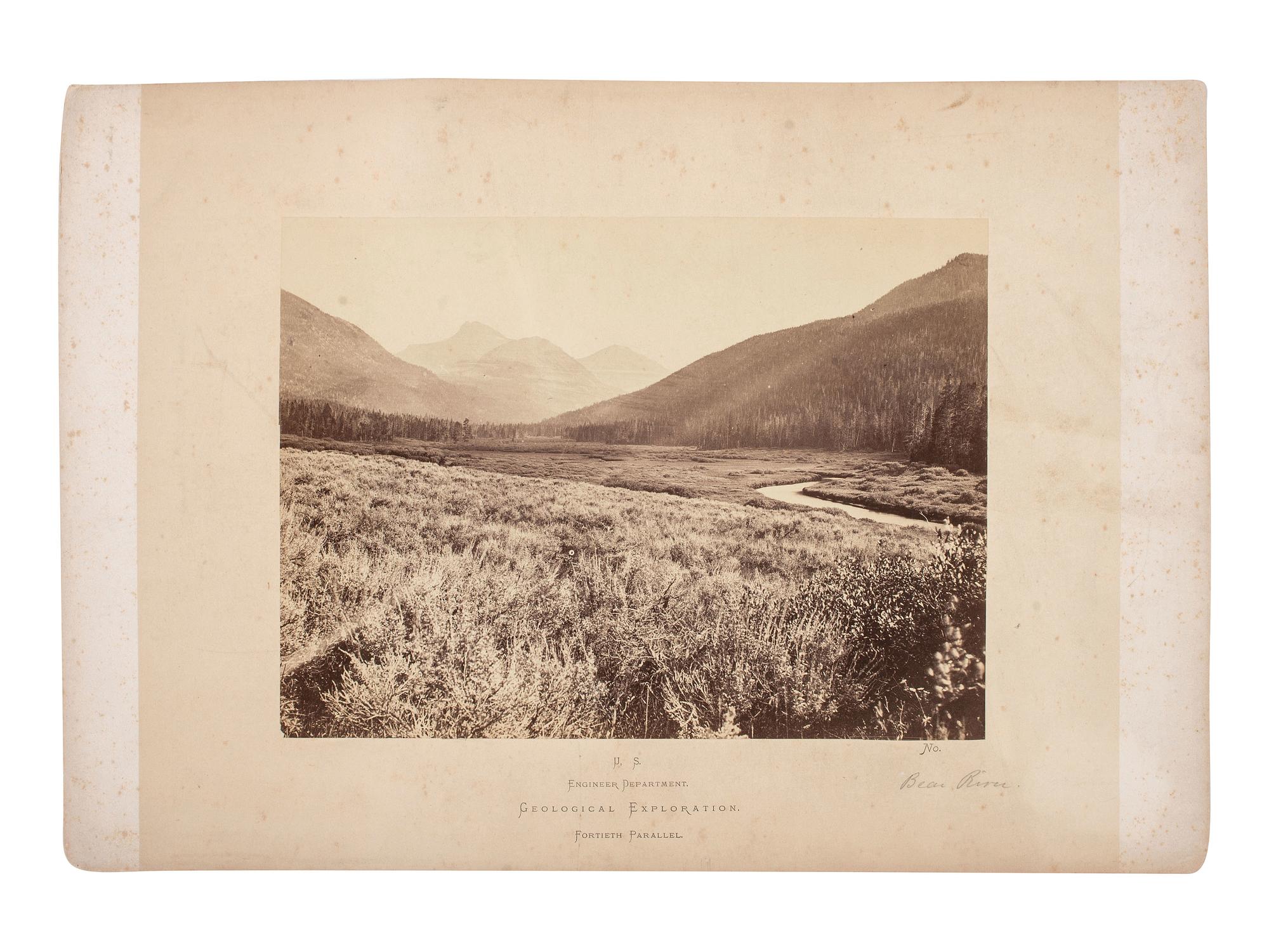 [WESTERN AMERICANA]. O'SULLIVAN, Timothy (1840-1882), photographer. Head of Bear River, Utah . Albumen photograph from Clarence King's Survey of the Fortieth Parallel. 1869.