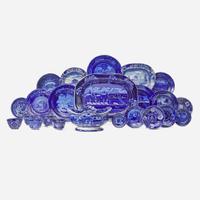 A group of Staffordshire Historical Blue porcelain tablewares Wood & Son, Clews, Stubbs, Mayer, circa 1830