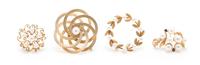 A Collection of 14 Karat Yellow Gold, Cultured Pearl and Sapphire Brooches, 14.50 dwts.