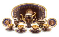 A Vienna Style Porcelain Coffee Service Width of tray 19 1/4 inches.