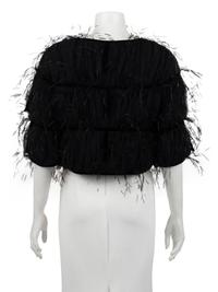 Ralph Rucci Silk Net and Ostrich Feather Crop Jacket
