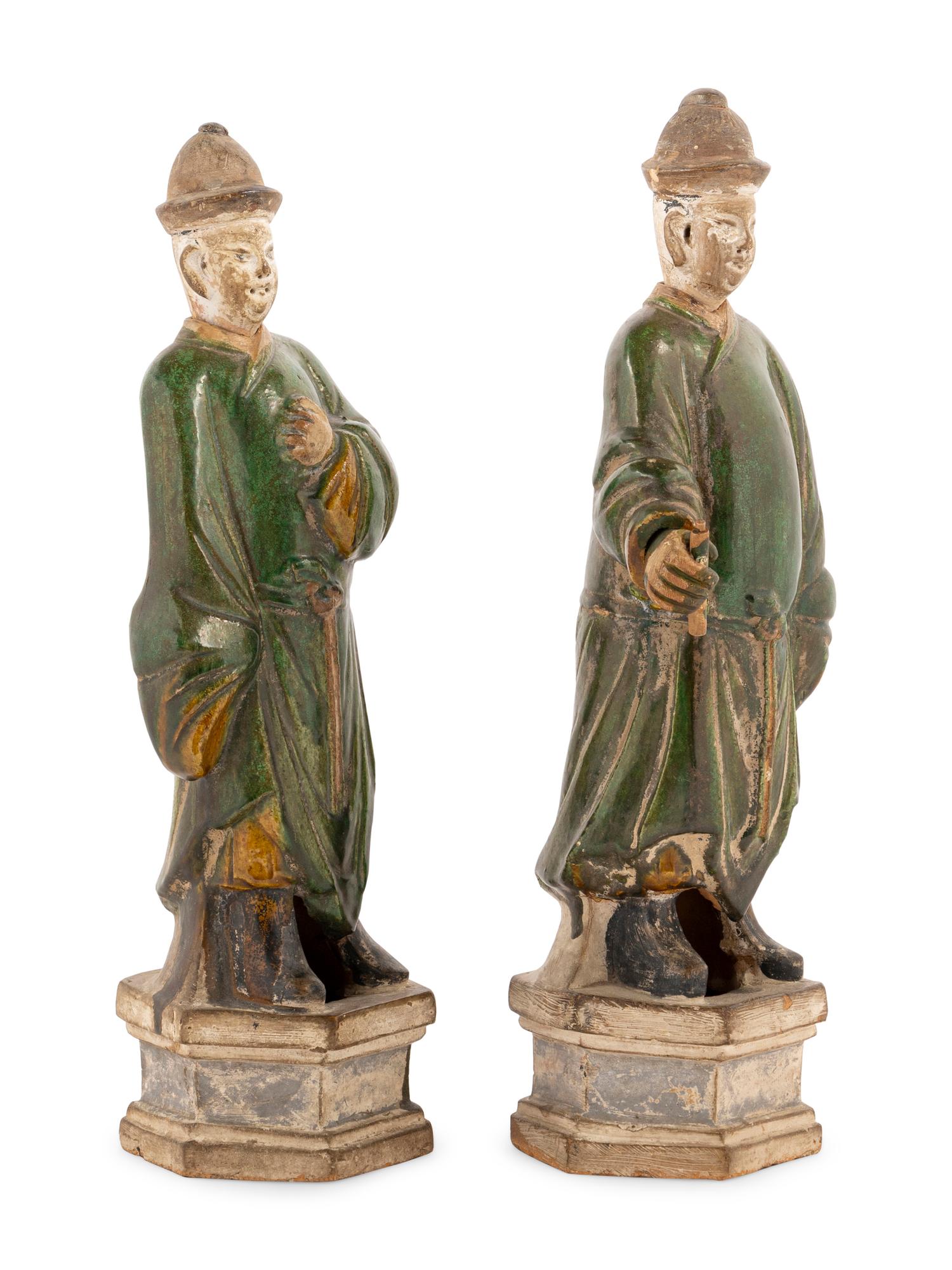 A Pair of Chinese Ming Style Pottery Tomb Figures