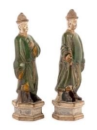 A Pair of Chinese Ming Style Pottery Tomb Figures