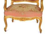 A Louis XV Style Three-Piece Carved Giltwood Salon Suite
