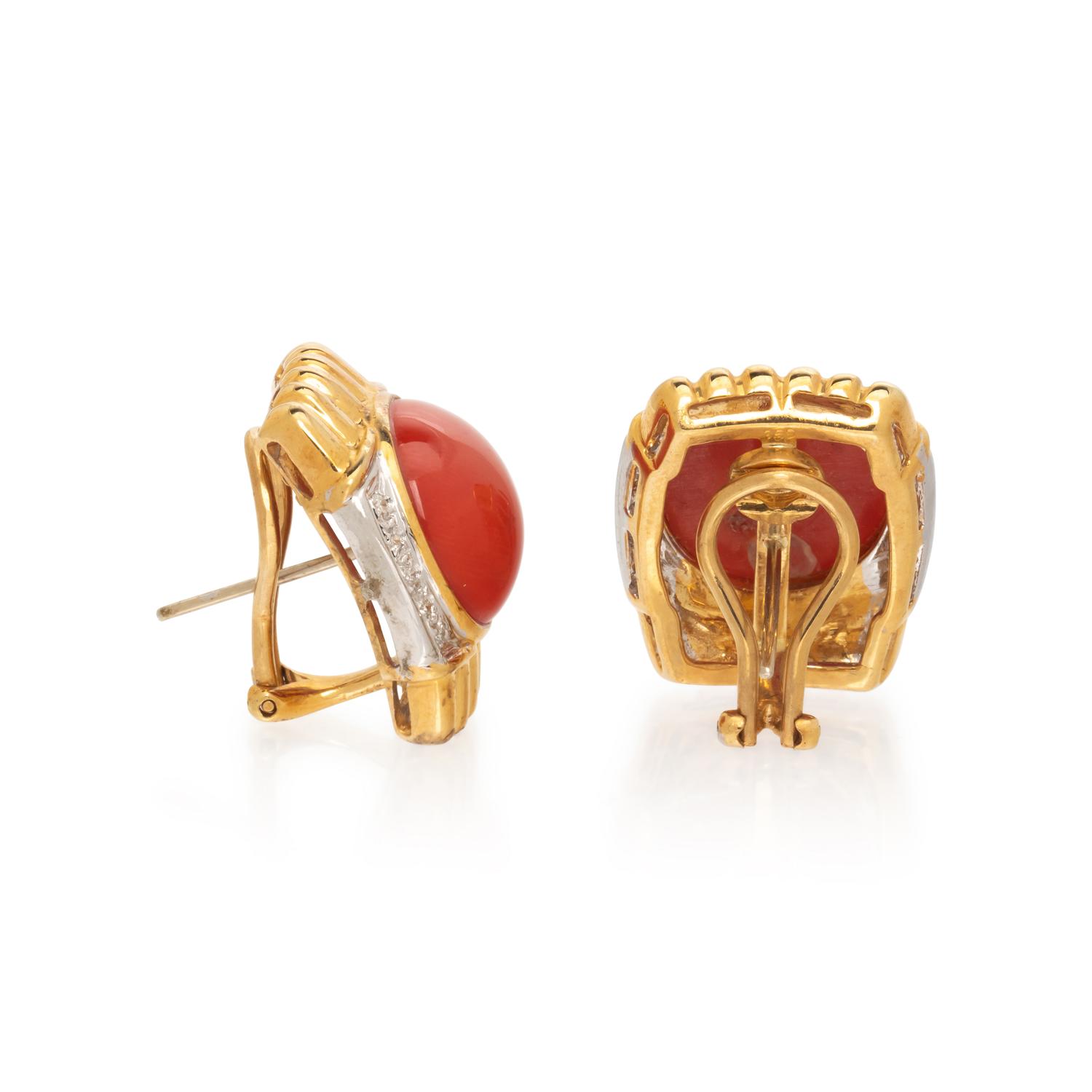 CORAL AND DIAMOND EARRINGS