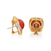 CORAL AND DIAMOND EARRINGS