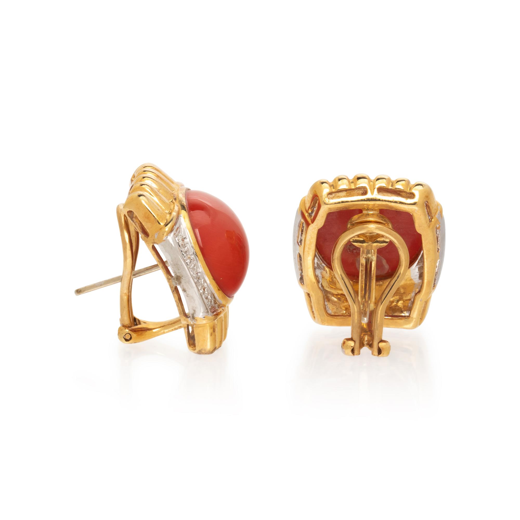 CORAL AND DIAMOND EARRINGS