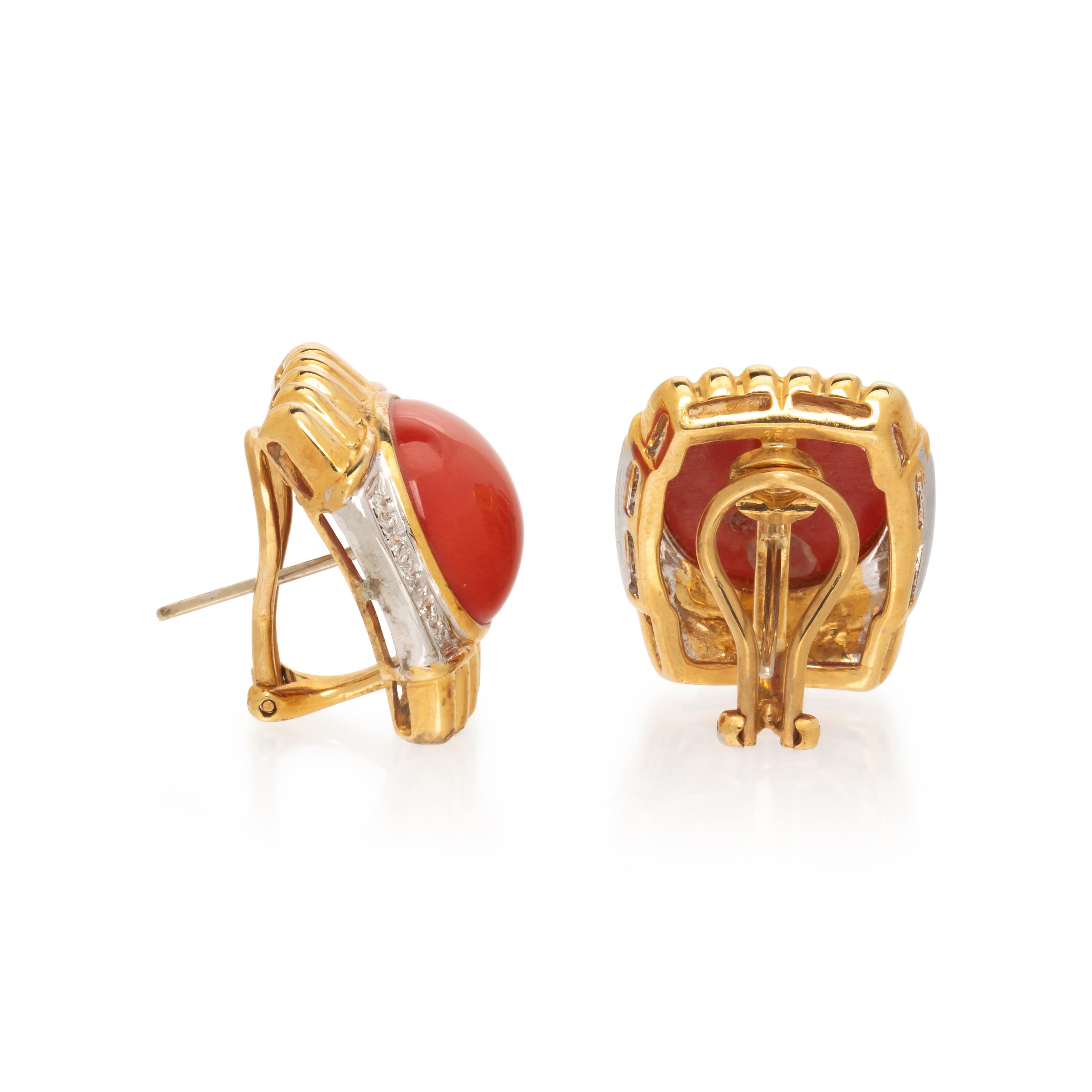 CORAL AND DIAMOND EARRINGS