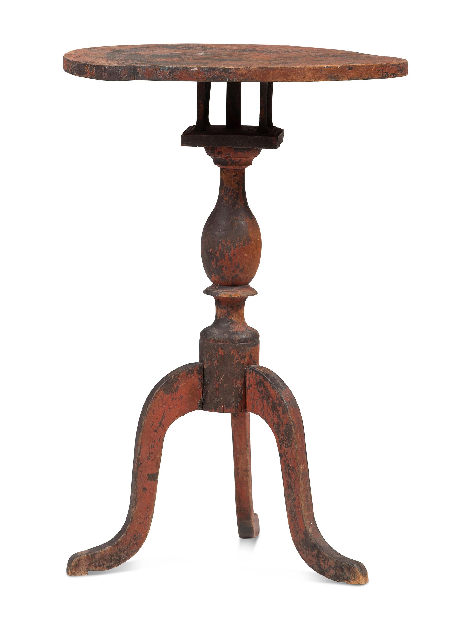 A Late Chippendale Painted Maple Candlestand