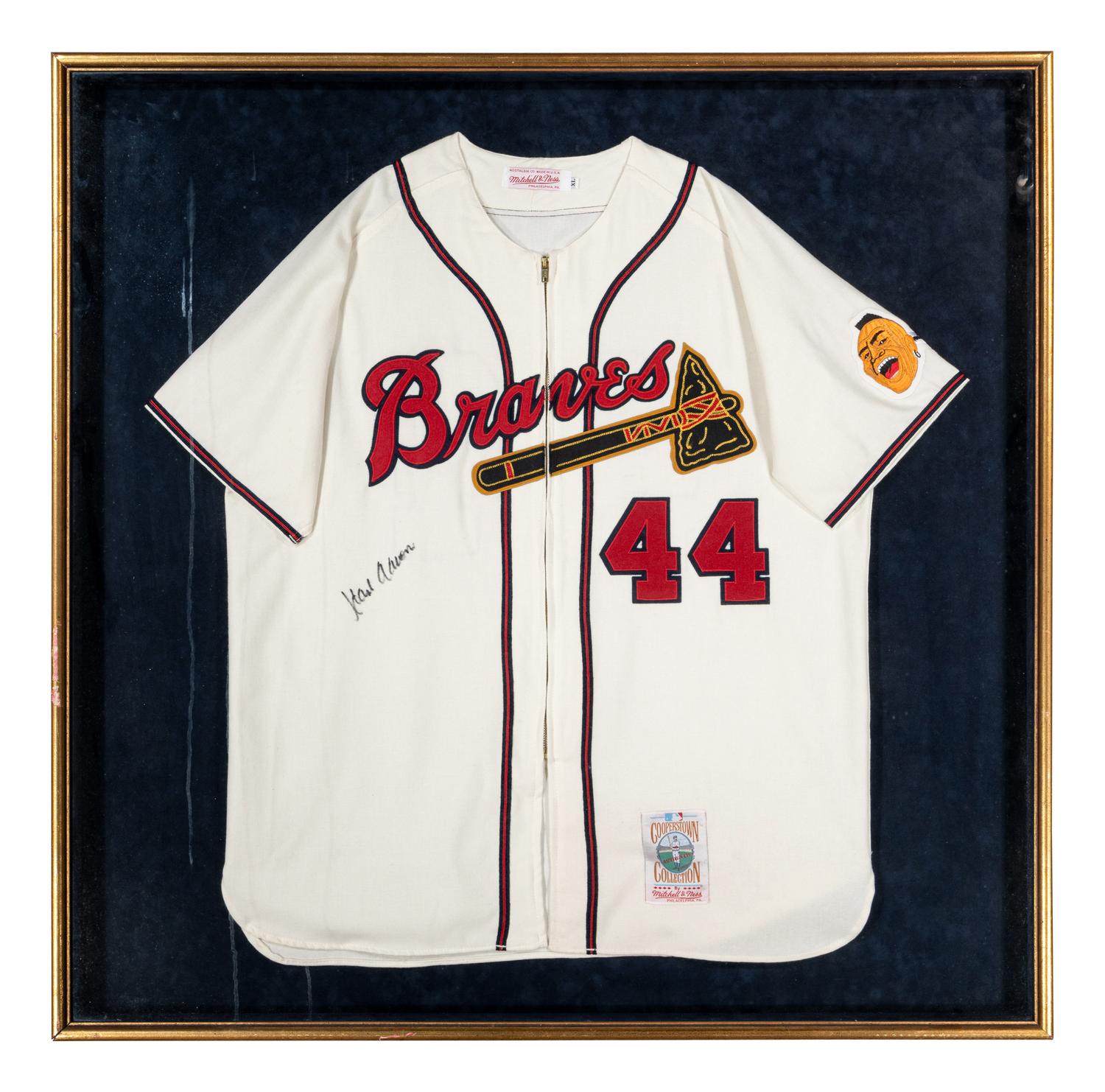 A Hank Aaron Signed Autograph Mitchell and Ness Milwaukee Braves Jersey (Beckett Authentication Services),