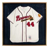 A Hank Aaron Signed Autograph Mitchell and Ness Milwaukee Braves Jersey (Beckett Authentication Services),