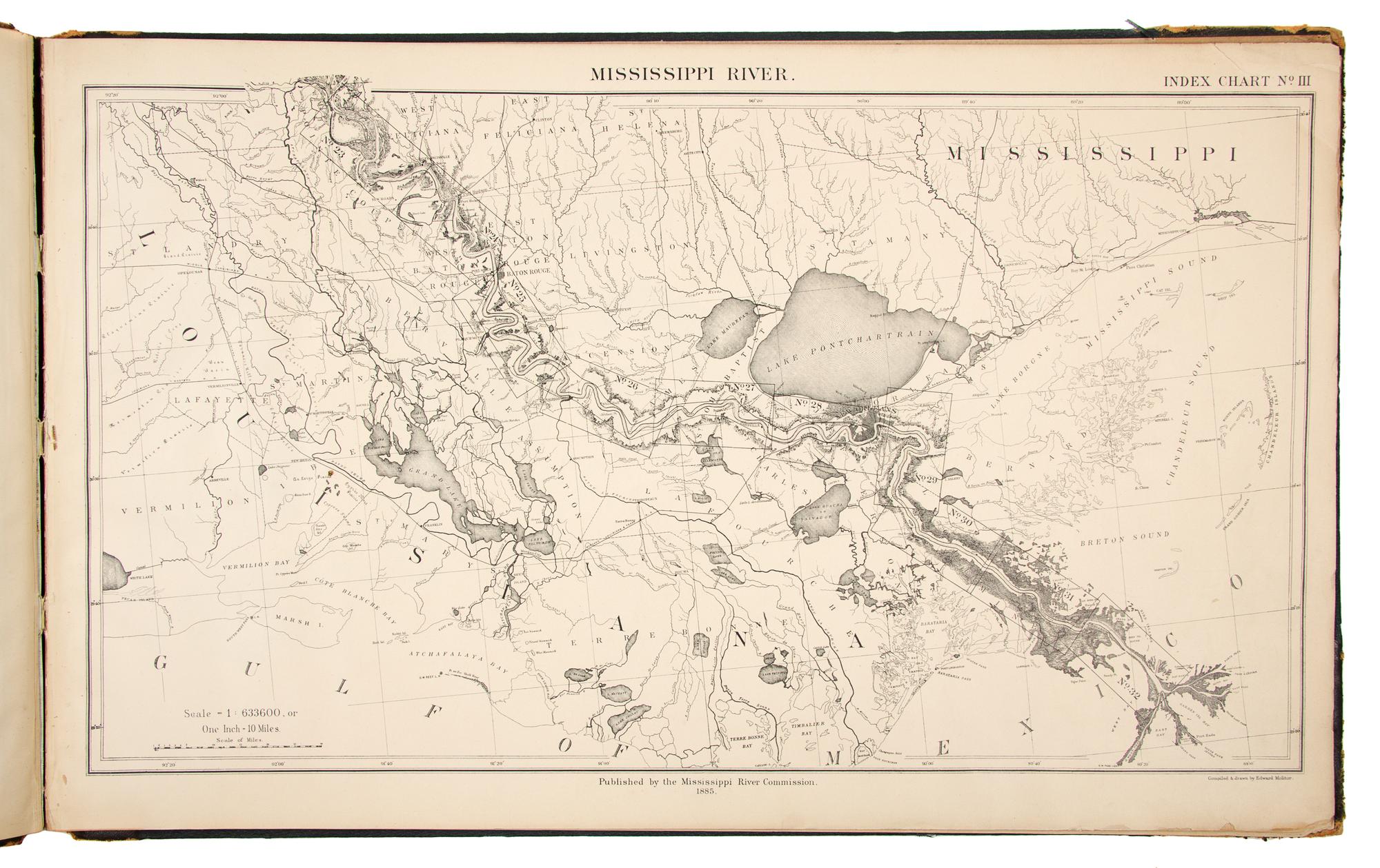[MISSISSIPPI RIVER COMMISSION]. Preliminary map of the lower Mississippi River... [Washington, D. C.], 1881-1885.