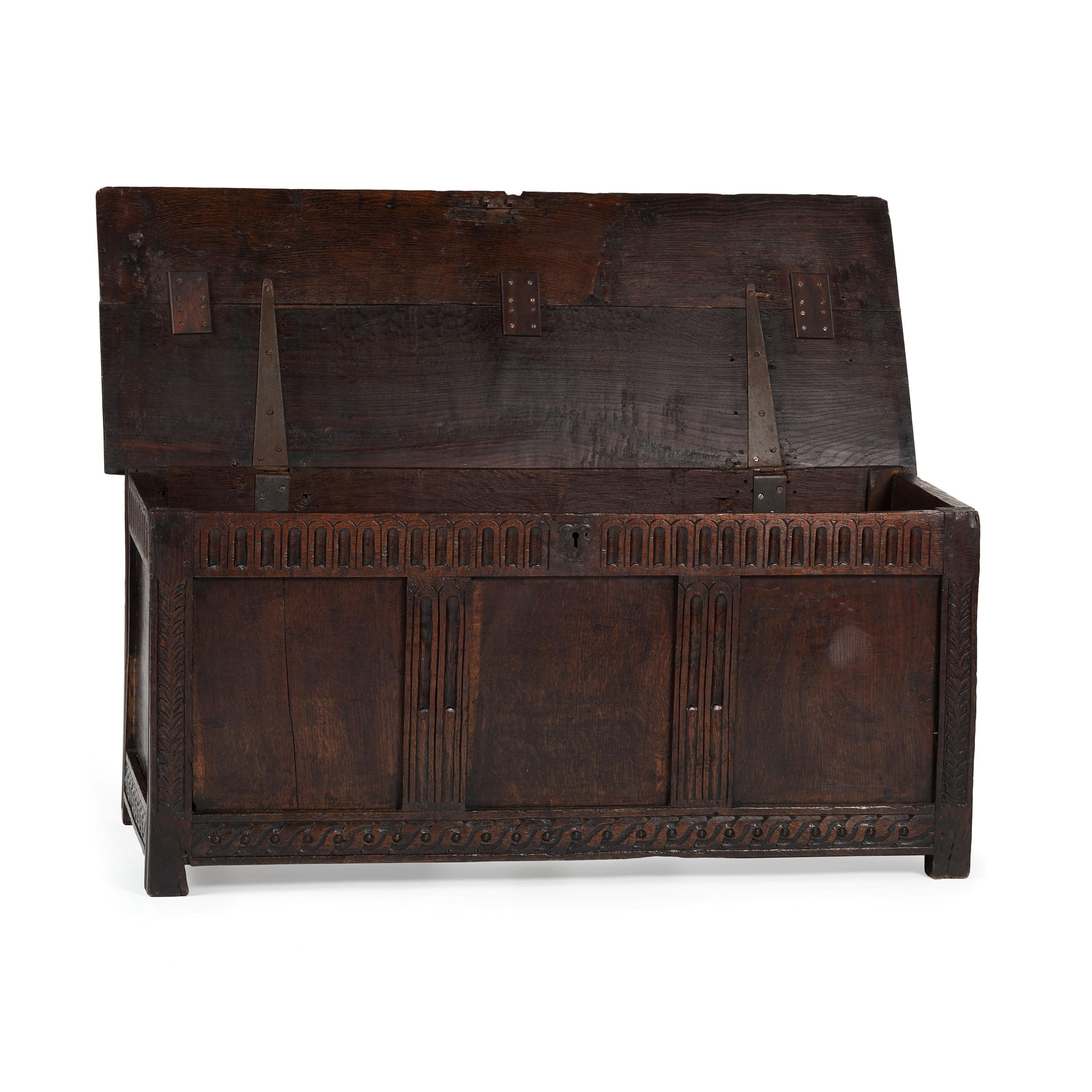 An English Carved Oak Blanket Chest
