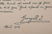 (History) Reproduction of a handwritten letter by King George V dated April, 1918.