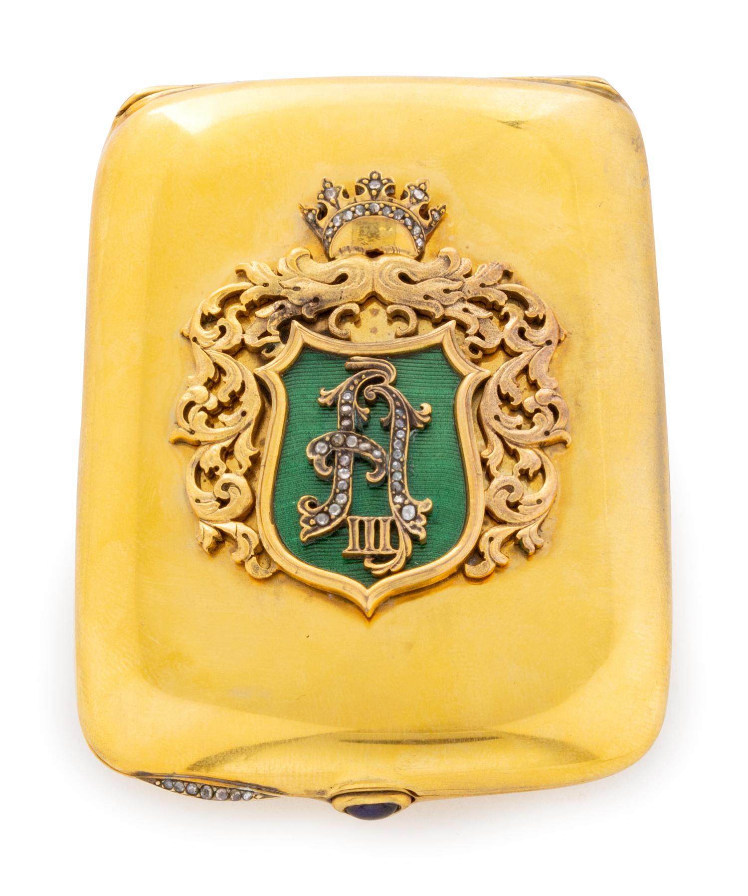 A Russian Enameled and Silver-Gilt Cigarette Case