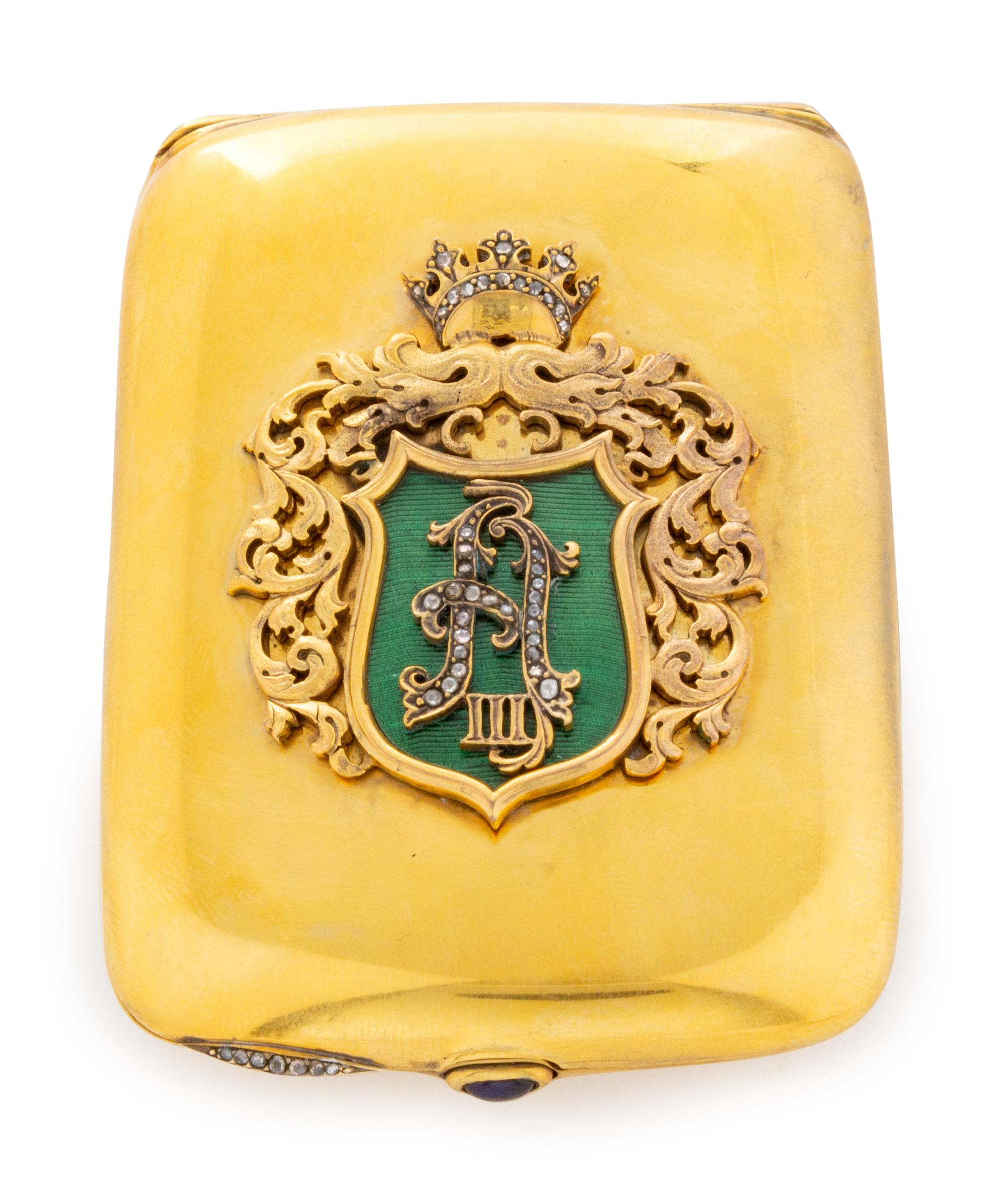 A Russian Enameled and Silver-Gilt Cigarette Case