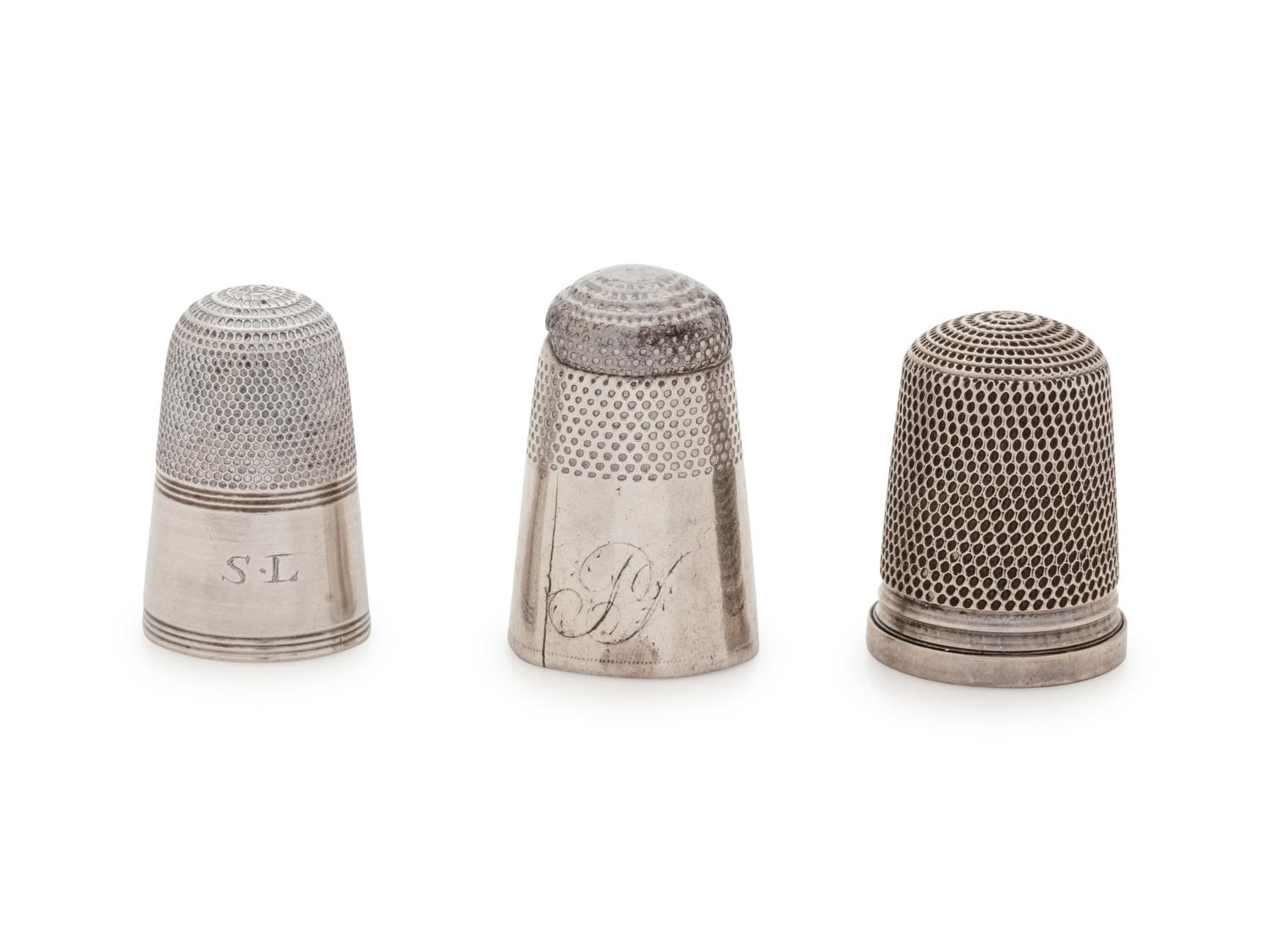 Three Georgian Silver Thimbles