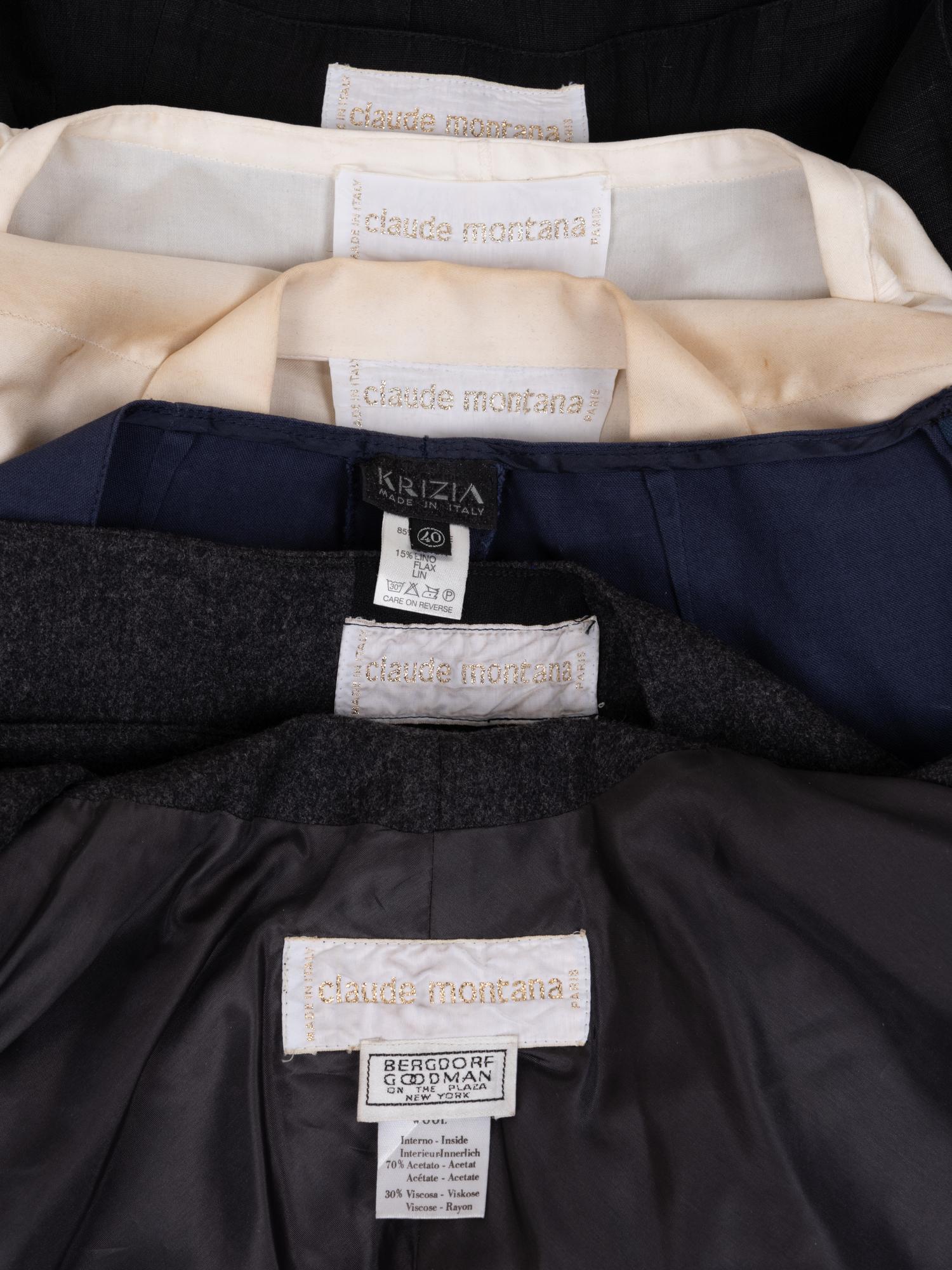 Six Designer Pieces: Five Claude Montana and One Krizia, 1980-90s