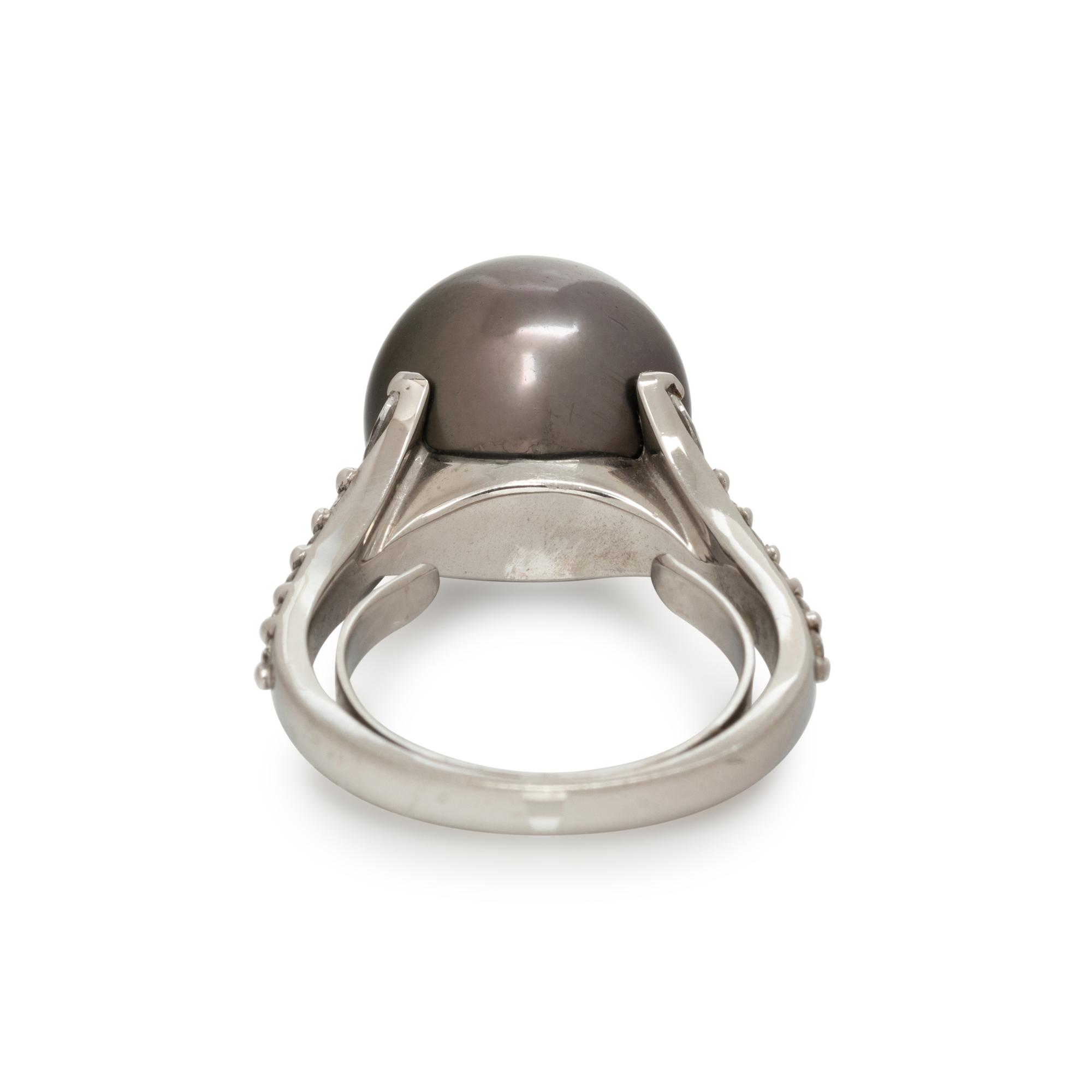 CULTURED TAHITIAN PEARL AND DIAMOND RING