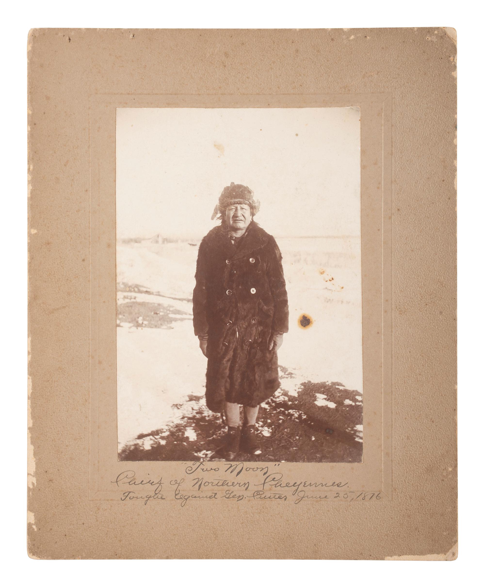 [NATIVE AMERICANS]. A group of 10 photographs of the Custer Battlefield and Crow Indians, incl. Chief "Two Moons" and "Curly."