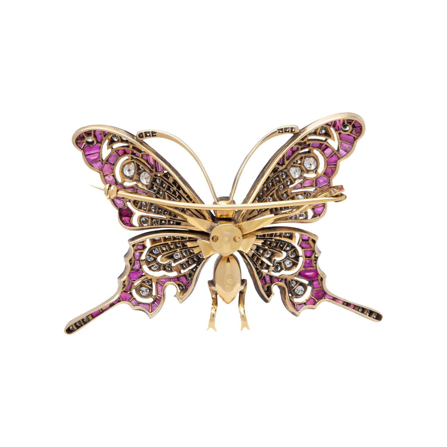 EVELYN CLOTHIER, DIAMOND AND RUBY BUTTERFLY BROOCH