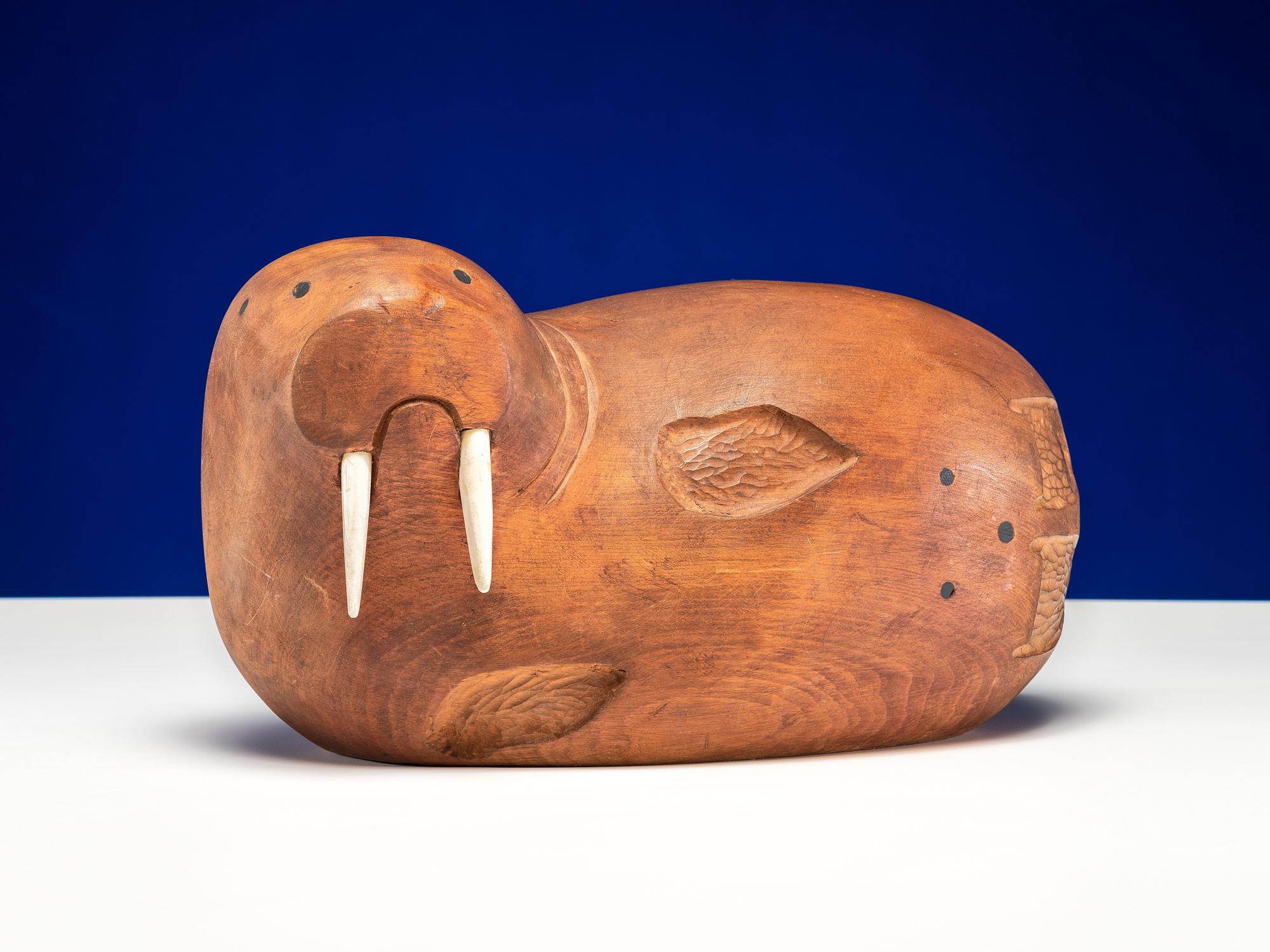 Wooden Walrus Sculpture
