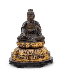A Japanese Gilt Wood Figure of Seated Kannon