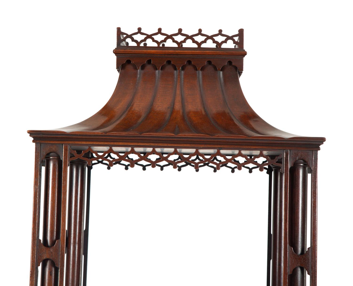 A Chinese Chippendale Style Mahogany Whatnot