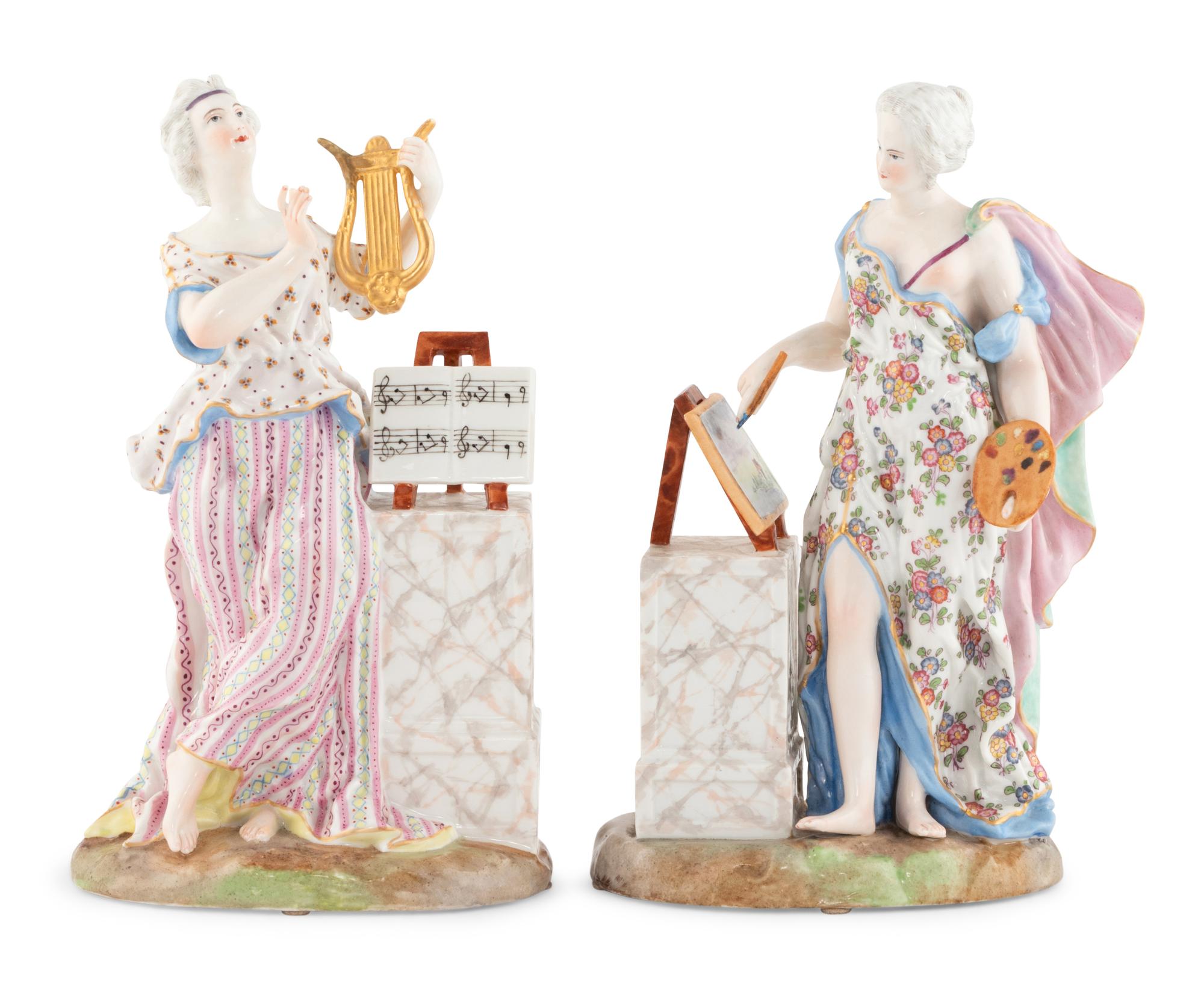 A Pair of English Porcelain Figures as Allegories for the Arts