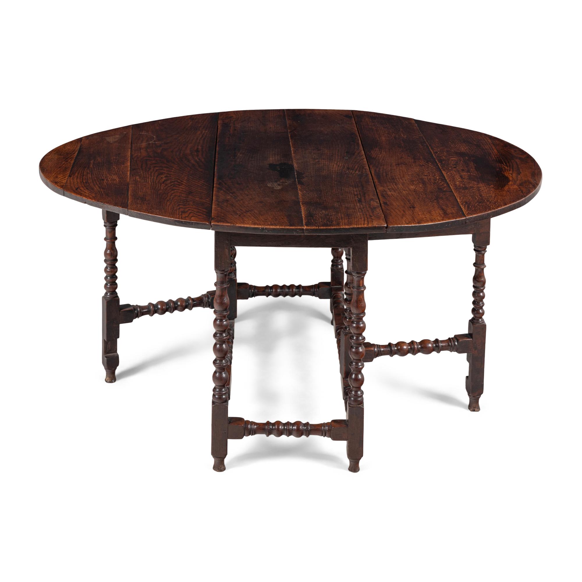 A William and Mary Oak Dropleaf Table