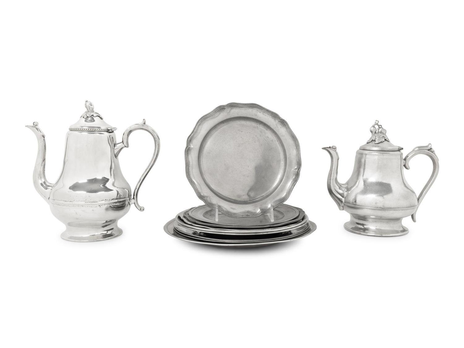 A Group of Assorted Pewter Table Articles