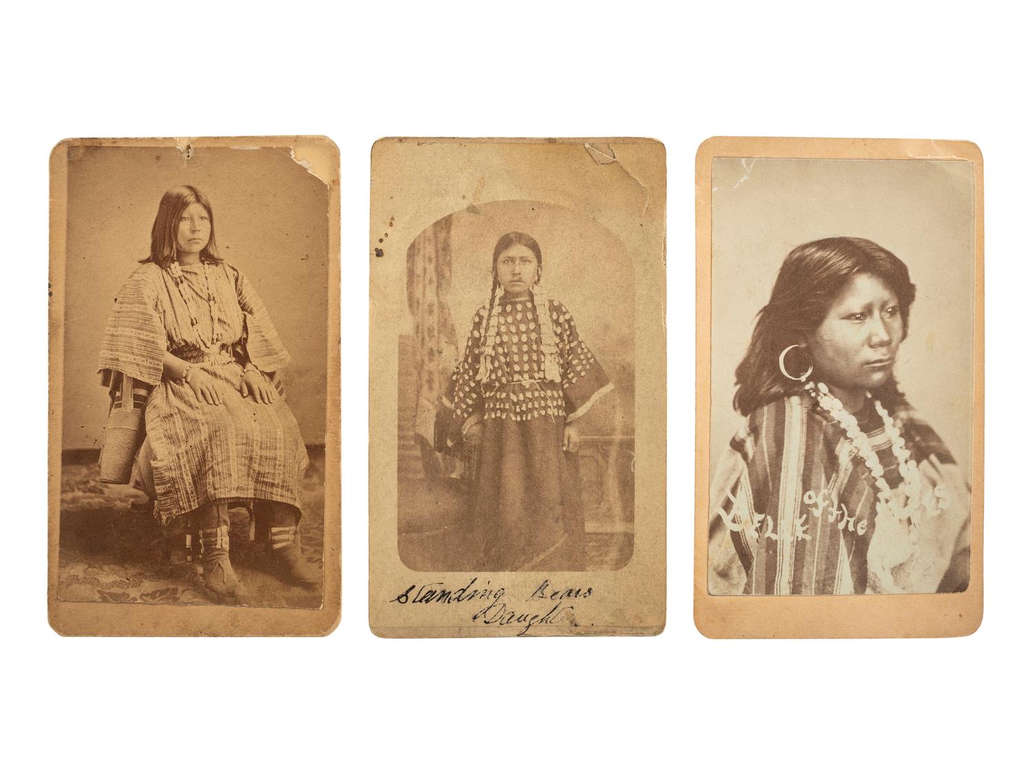 [NATIVE AMERICANS]. A group of 3 CDVs of female Sioux and Ute subjects, incl. Standing Bear's daughter.