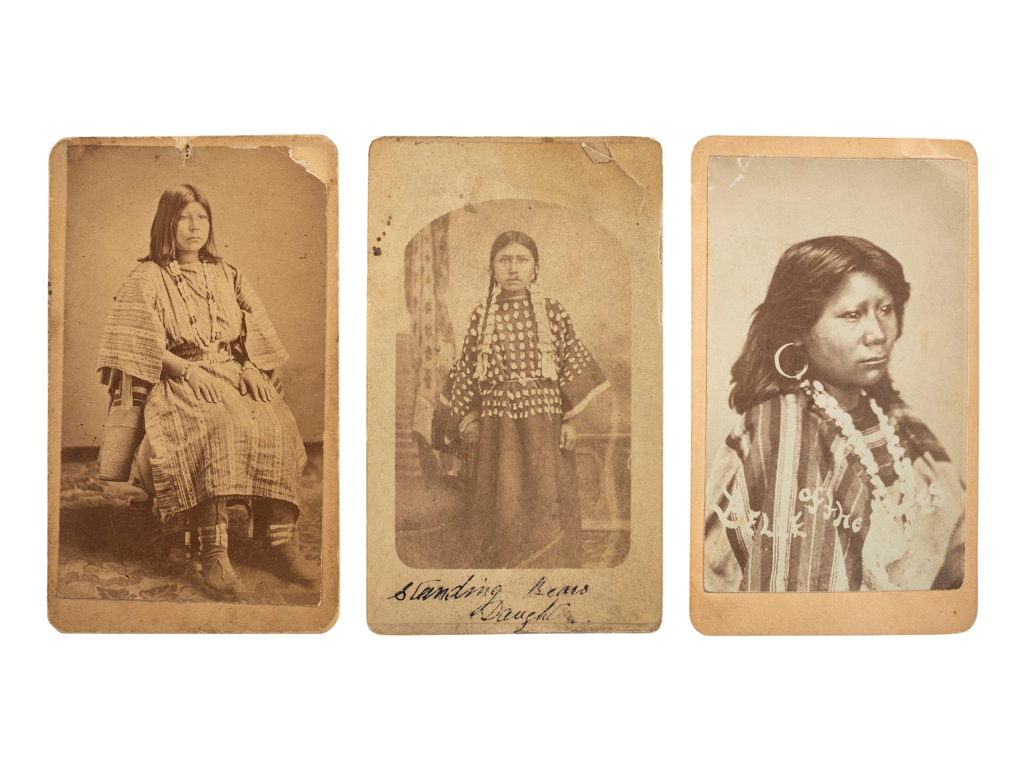 [NATIVE AMERICANS]. A group of 3 CDVs of female Sioux and Ute subjects, incl. Standing Bear's daughter.