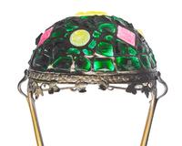 An Jugendstil cast bronze and chunk glass "jewel" table lamp, Hermann Eichberg, Berlin, Germany, circa 1900