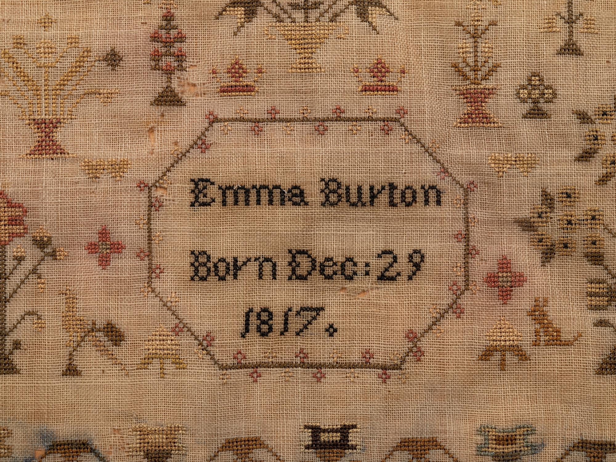 An English Needlework Embroidered Schoolgirl’s Sampler