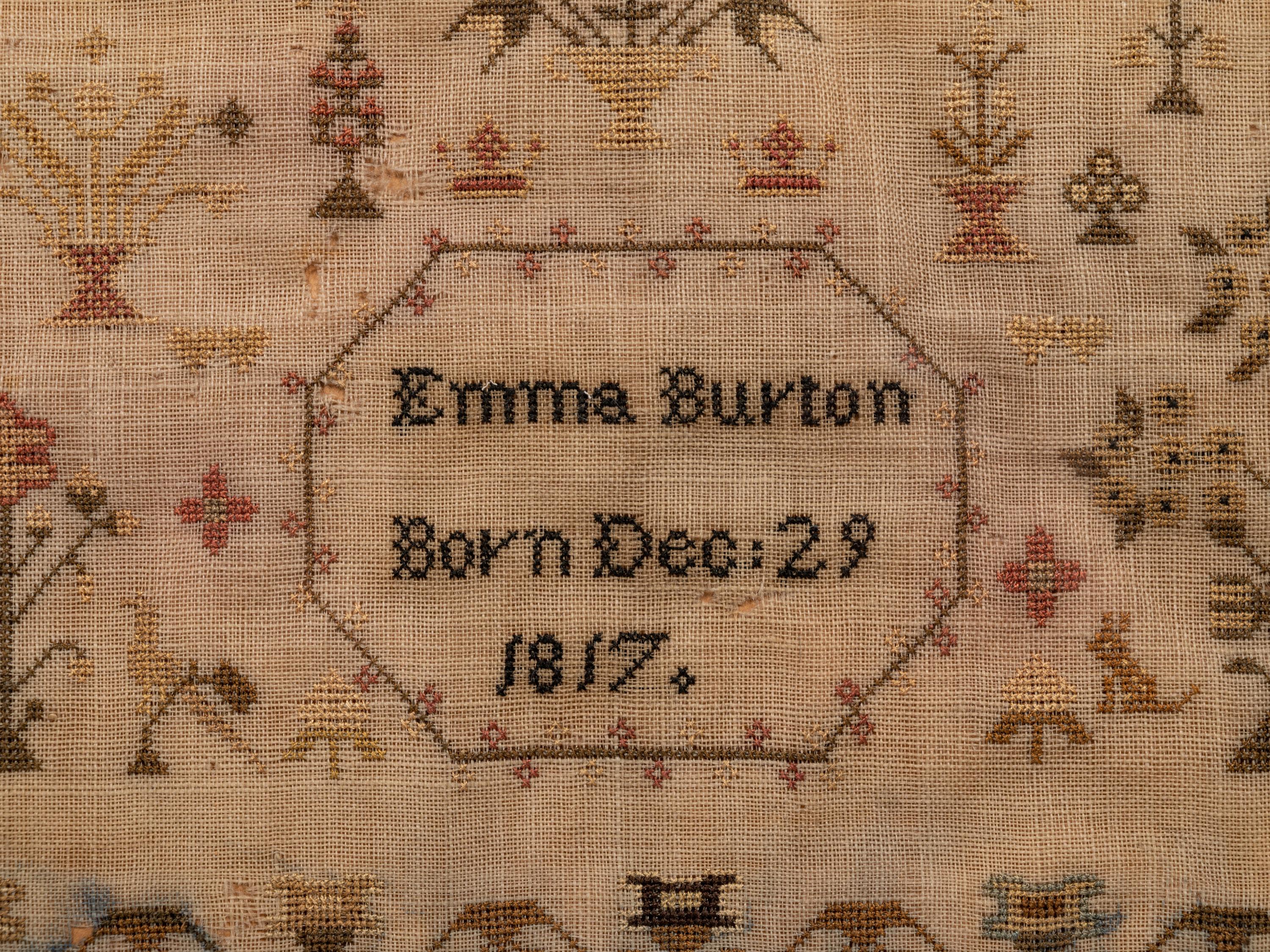 An English Needlework Embroidered Schoolgirl’s Sampler