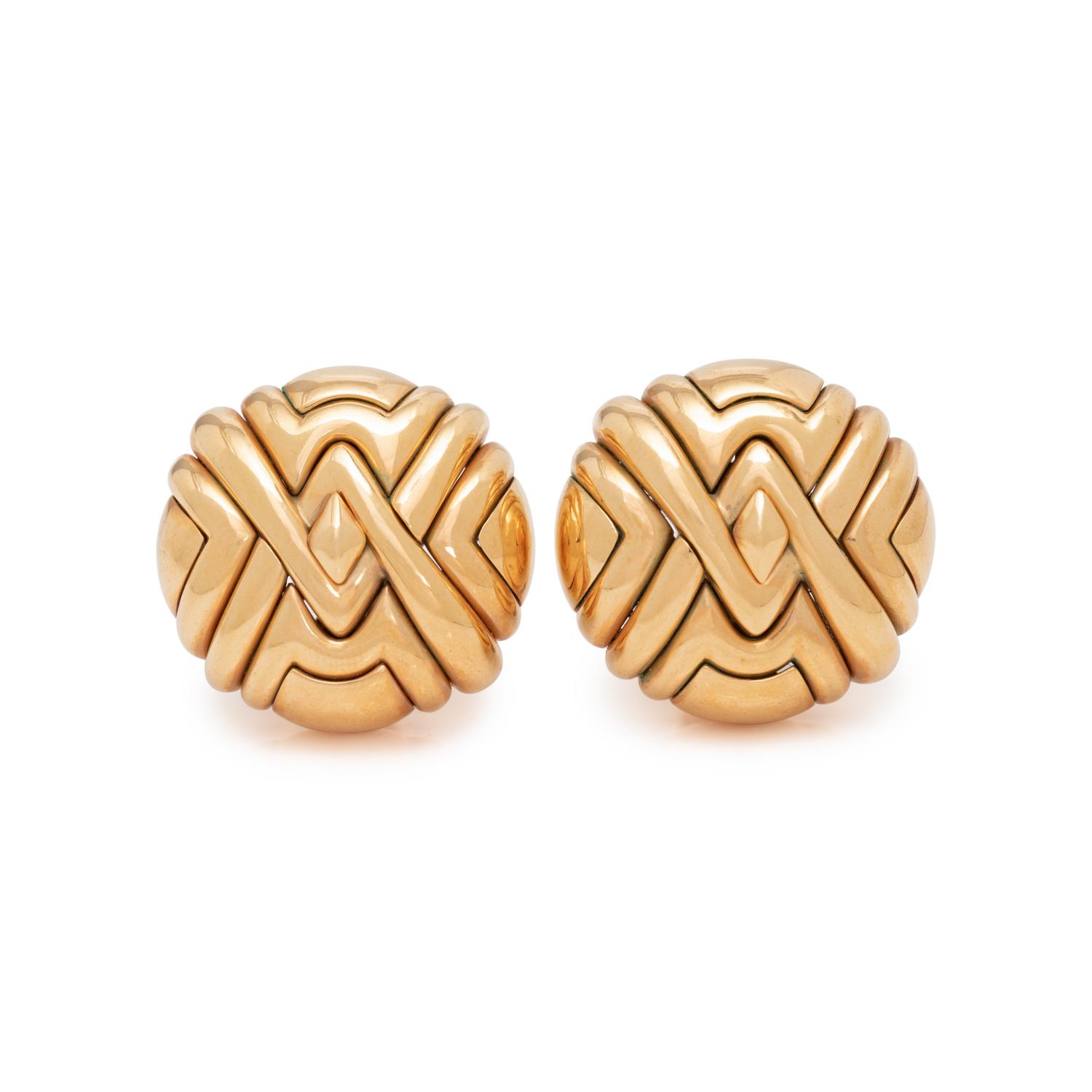 BVLGARI, YELLOW GOLD EARCLIPS