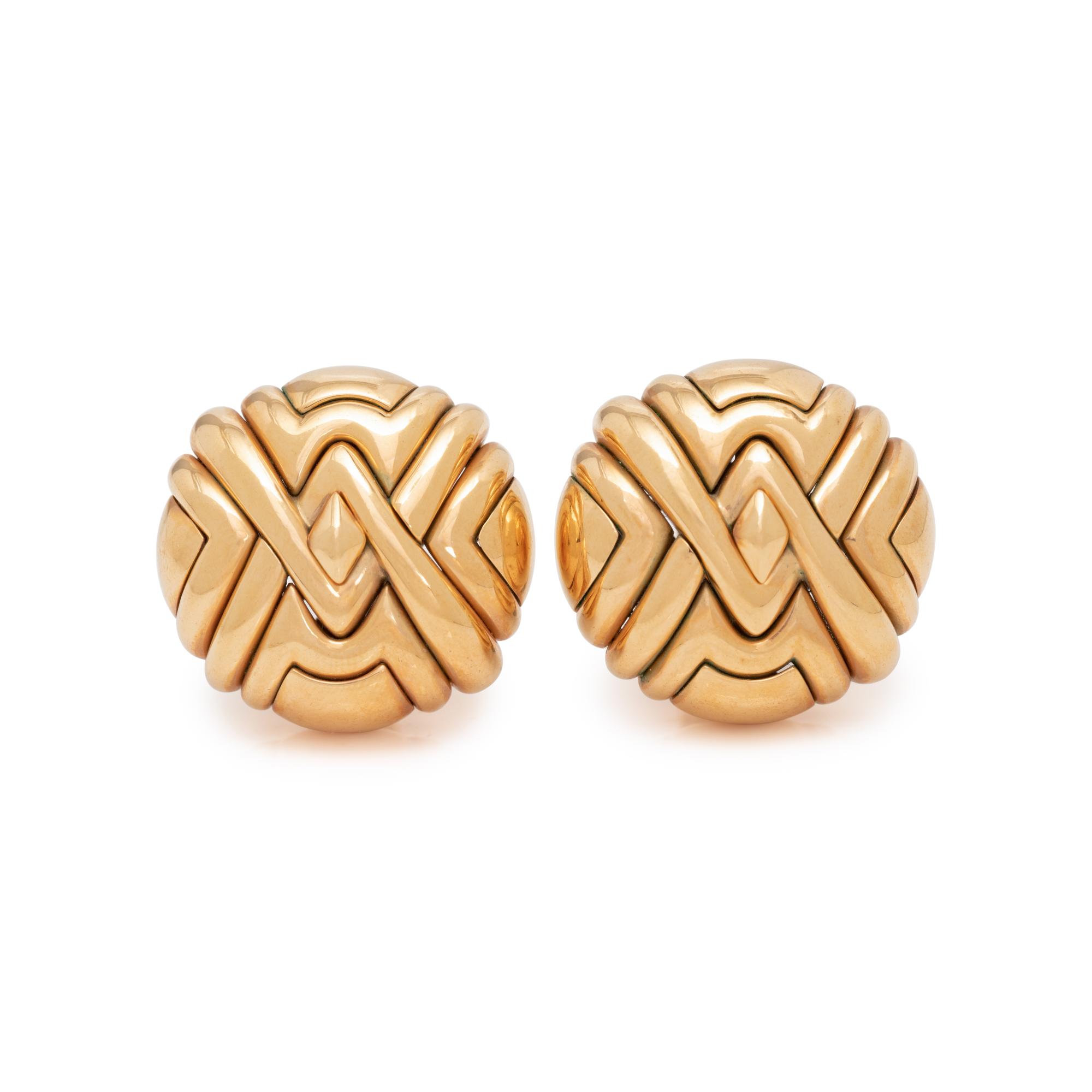 BVLGARI, YELLOW GOLD EARCLIPS