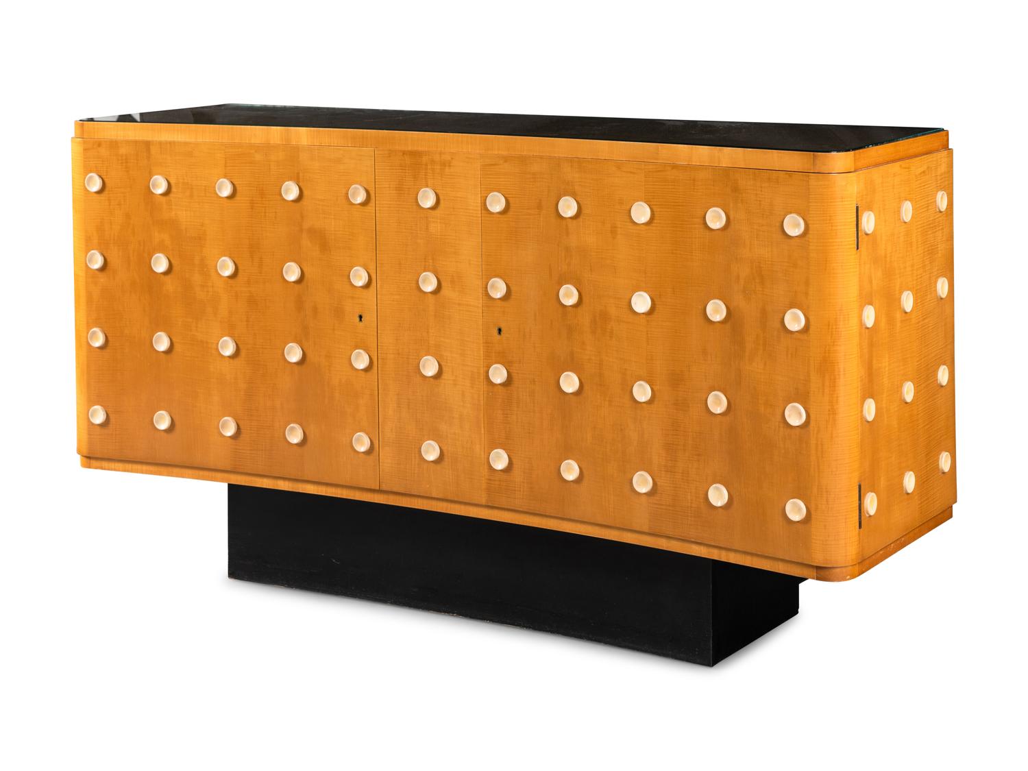 Satinwood Cabinet with Painted Roundels, c. 1955 France