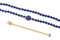 A Collection of Lapis Lazuli and Yellow Gold Jewelry,