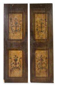 A Pair of Continental Painted Doors Height 78 1/4 x width 23 1/4 inches. — 18TH CENTURY