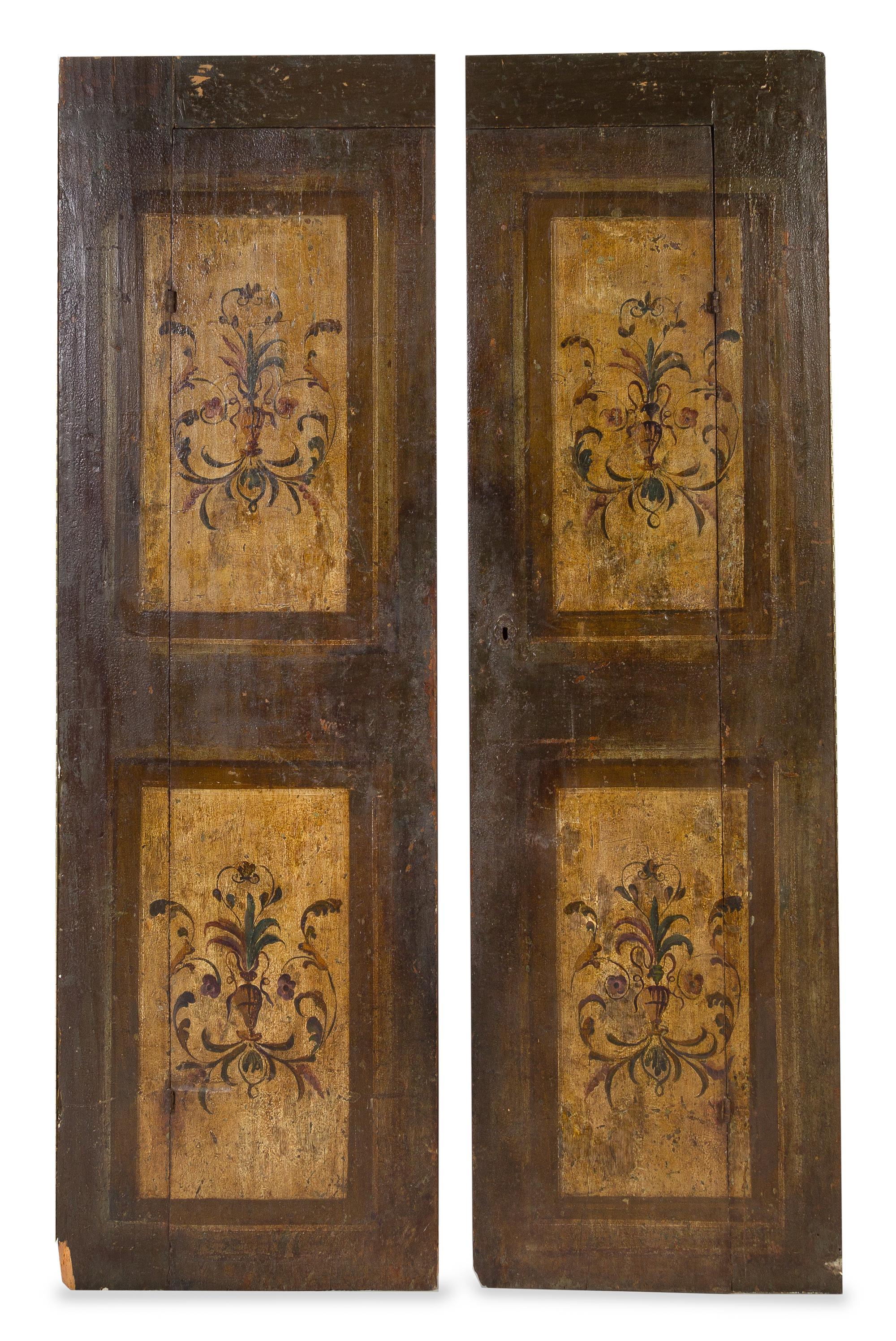 A Pair of Continental Painted Doors Height 78 1/4 x width 23 1/4 inches. — 18TH CENTURY