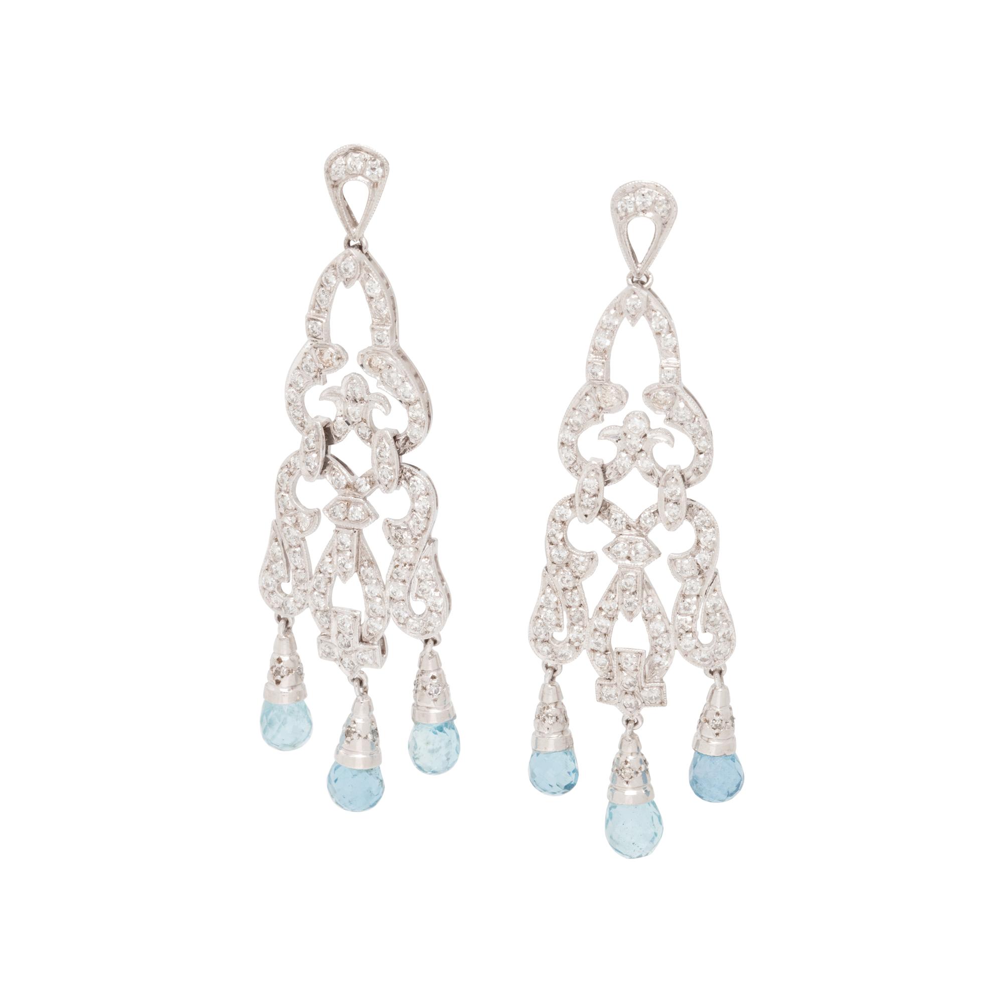 DIAMOND AND AQUAMARINE EARRINGS