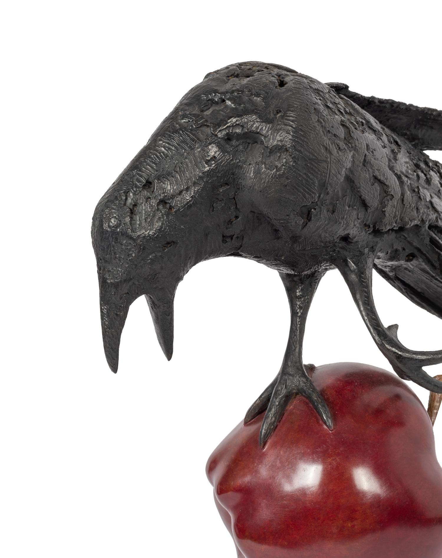 Raven On Three Apples