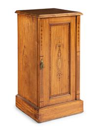 An Edwardian Inlaid Satinwood Pedestal Cabinet