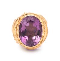 YELLOW GOLD AND AMETHYST FOB PENDANT