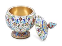 A Feodor Ruckert Enameled Silver Covered Jar