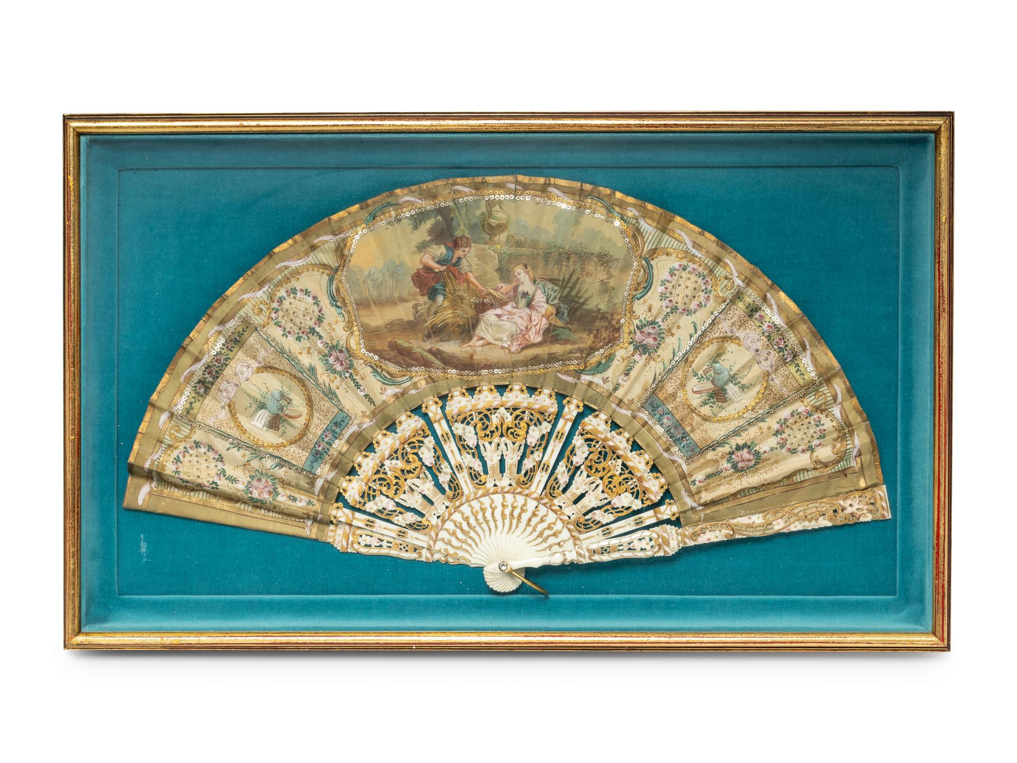 A Continental Painted and Gilt-Decorated Fan