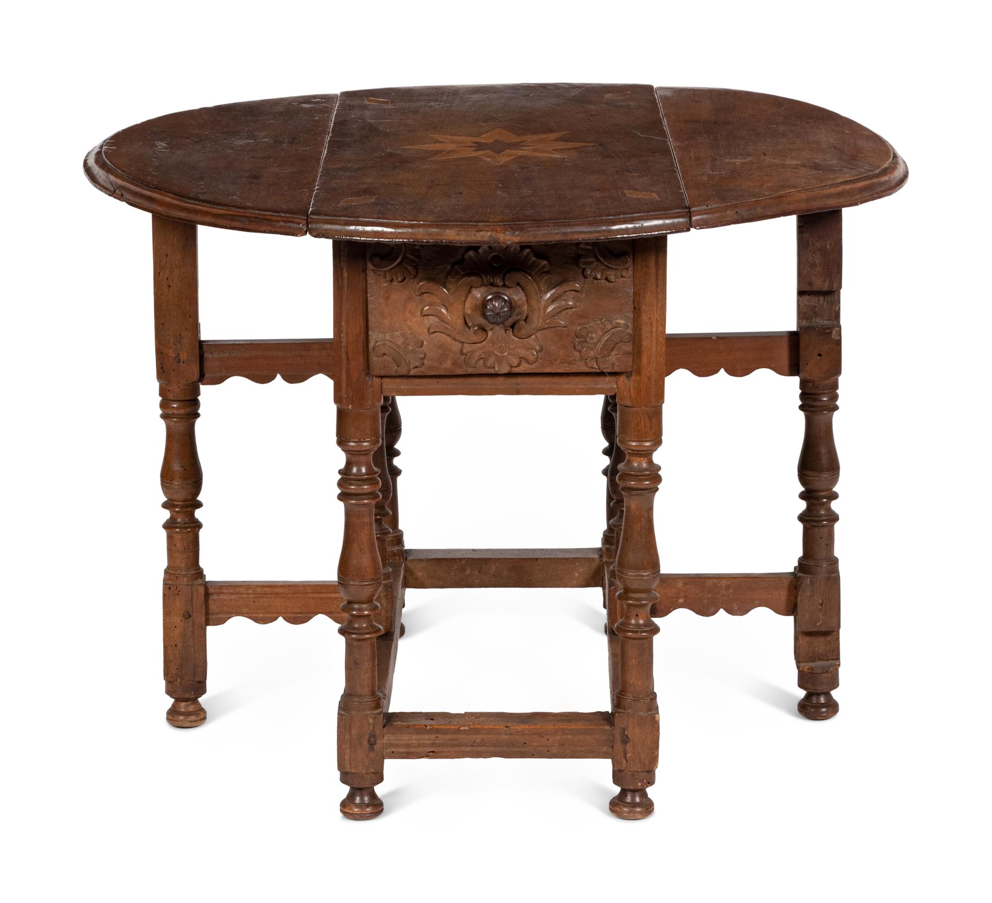 A Marquetry Inlaid Drop Leaf Table