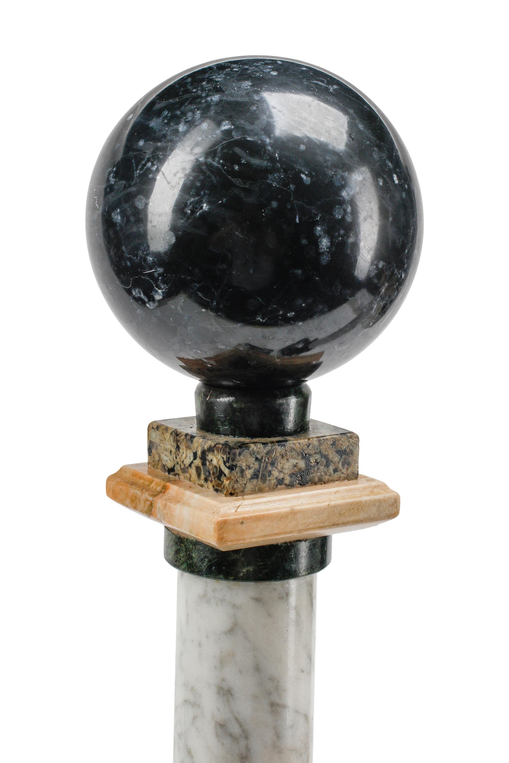 A Pair of Italian Grand Tour Style Vari-Color Marble Column Ornaments